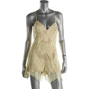 Bardot Lace Overlay Criss-Cross Back Romper